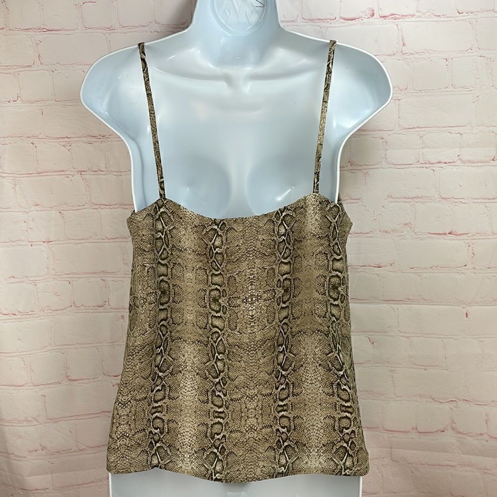 Leith Snake/ Python Print Spaghetti Strap Tank Top Lined Cami Blouse - Picture 3 of 8